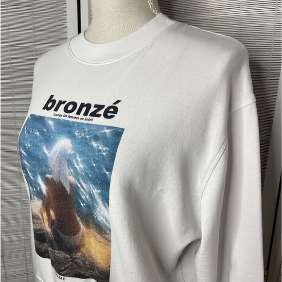 Frame Graphic Crewneck Sweatshirt “Bronzé” White and Blue Size S - Picture 2 of 9